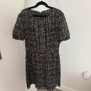 J. Crew Black and Cream Patterned Mini Dress